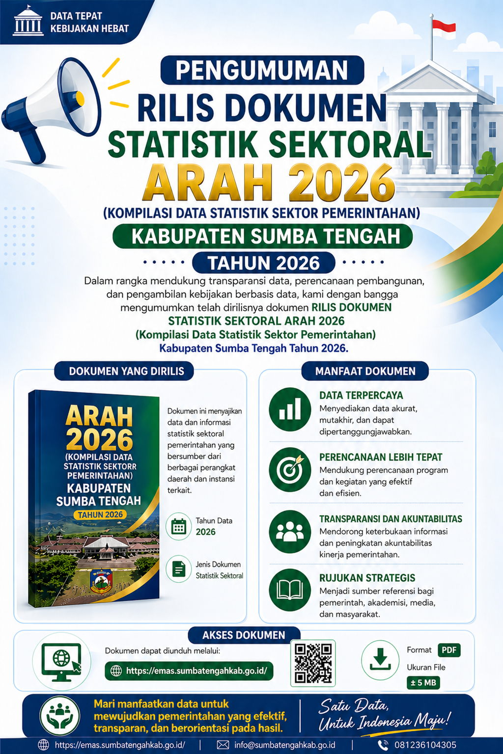 rilis dokumen kompilasi data statistik sektorpemerintahan (arah 2026) kabupaten sumba tengah